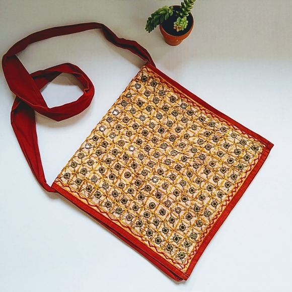 Beige - Quilted Fabric Handcrafted Handbag 12